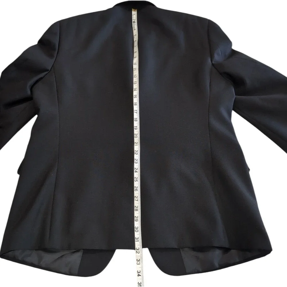 Gianelli Blazer Jacket Men's Size 44R Black Gold Buttons Polyester Wool‎ Blend